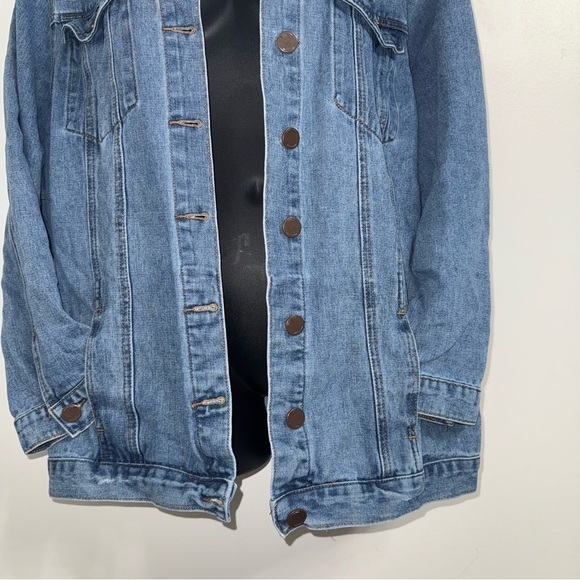 Ashley Stewart Distressed Blue Denim Jacket in Size 26 - Picture 5 of 10